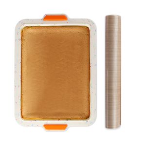 Silikon-Backblech mit wiederverwendbarem Backpapier, Antihaft-Silikon-Keksblatt, rechteckige Kuchenbackform mit Griff