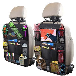 1x Rückenlehnen-Schutz Auto Rücksitzschoner Kinder Organizer Autotasche Premium wasserabweisender Rückenlehnenschutz Organizer,  mit Tablet Fach - Schwarz