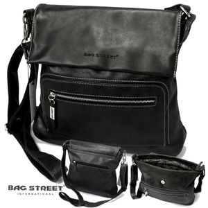 Tasche Umhängetasche Handtasche Leder-Look schwarz Bag Street Ta7003