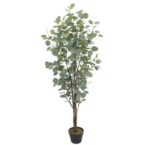 Eukalyptusbaum Eukalyptus Kunstbaum Kunstpflanze Künstliche Pflanze 140 cm Innendekoration Kunst Pflanze wie echt im Topf Decovego