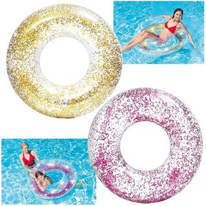 2 STK 85cm Schwimm Reifen Aufblasbares Schwimmring für Erwachsene Rosa/Gold Glitter Schwimmreifen Pool-Party-Spielzeug Schwimmbad Schwimmring