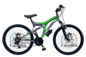 Detský bicykel Horský Canellini COLORADO 26" - 18 rýchlostí - Titánovým/Zelená