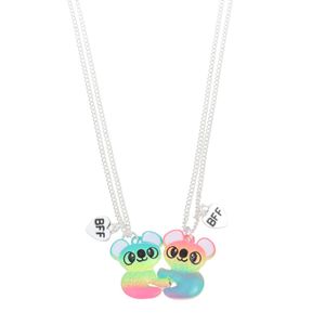 Bixorp Freundschaftskette für 2 mit Regenbogen-Koalas mit Magnet - Silberfarben Halskette - BFF Kette für Mädchen - Geburtstags Geschenk