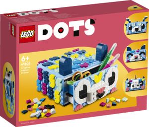 LEGO 41805 DOTS Tier-Kreativbox mit Schubfach, Mosaik-Bastelset für Kinder zum Aufbewahren von Schmuck oder als Schreibtisch-Organisierer, DIY Geschenk mit Tiermotiven zum Basteln