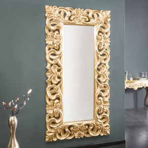 cagü: XXL Romantischer Wandspiegel Spiegel [FLORENCE] Gold Antik in Barock-Design aus Kunststein 180cm x 90cm | Vertikal oder horizontal aufhängbar!