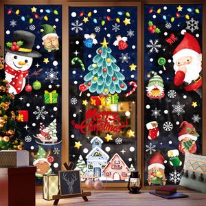 Fensteraufkleber Weihnachten, selbstklebend, 9 Blatt, Weihnachtsdeko, Weihnachtsmann, Schneeflocke, Fensterdekoration für Türen, Schaufenster, Vitrinen, Glasfronten