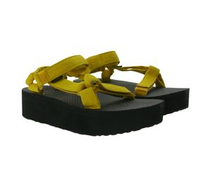 TEVA Flatform Universal Damen Sandale nachhaltige Sommer-Sandale mit Klettverschluss 26401437 Schwarz, Größe:37