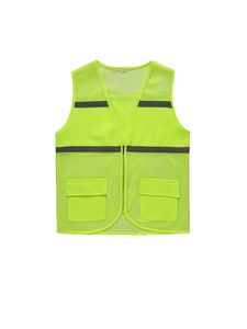 Damen Weste mit hoher Sichtwache Arbeitsjacke Sicherheitswesten reflektierende Mesh Hohl,Farbe:Fluoreszenzgrün,Größe:4xl