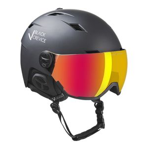 BLACK CREVICE Ski-& Snowboardhelm - Modell KIRCHBERG | Visierhelm | Farbe: Schwarz/Orange | 58-61 cm