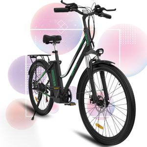 E-Bike Damen 26 Zoll, Elektrofahrrad Alu mit 7-Gang Shimano Nabenschaltung - Pedelec Citybike, Hinterradmotor 10Ah / 36V Lithium-Ionen-Akku, Multitalent E-bike holland