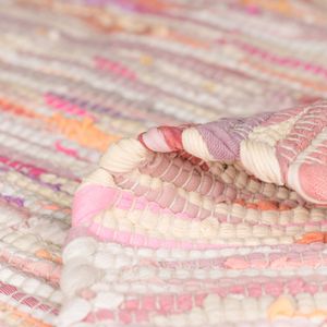 MY-RUG Fleckerlteppich,Rajesh, 110x60, Chindi-Teppich pink, aus recycelten Baumwollresten, Fleckerl, handgewebt, wendbar, rechteckig
