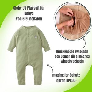 Cloby UV Playsuit / Strampler - Größe: 6 - 9 Monate (74/80), Cloby Farben:Olive Green