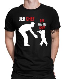 Der wahre Chef - Papa Vatertag Vater Herren T-Shirt, Schwarz, XL