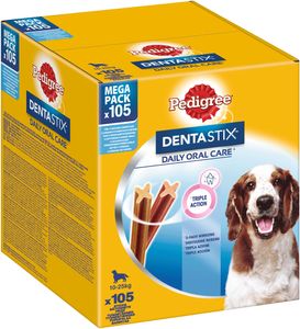 PEDIGREE® DENTASTIX™ Daily Oral Care Karton Mega Pack Mittelgrosse Hunde 105 Stück (15x7 Stück)