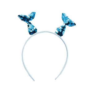 Oblique Unique Haarreifen mit Meerjungfrau Flosse Glitzer Pailletten Schwanzflosse Fasching Karneval Party blau