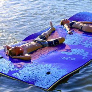 COSTWAY 270x180cm Wasserhängematte Wasserliege 300kg belastbar Schwimmmatte Schwimmender Teppich Schwimminsel Blau