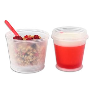 Schramm® Joghurtbecher 7 Farben to go Müsli-to-Go Müslibecher mit integriertem Kühlfach und Löffel Müslischale Joghurt Becher Müslibehälter Joghurtbehälter für unterwegs , Farbe:rot