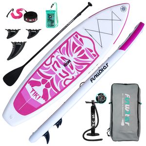 FunWater - Stand Up Paddle Board, nafukovacia doska na pádlovanie, SUP doska, kompletné príslušenstvo pre surfovanie, 320x83x15cm-TIKI-Pink