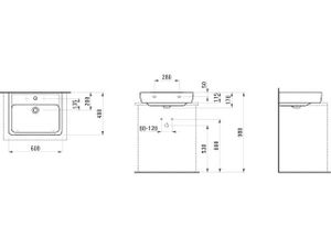 Laufen Pro - Umyvadlo, 600x480 mm, 1 otvor pro baterii, bílá H8179520001041