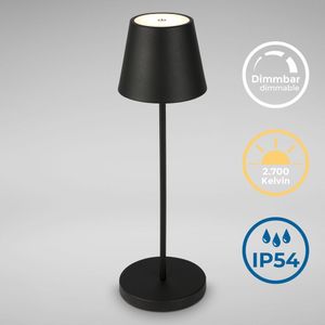 LED Akku Tischleuchte Lampe dimmbar schwarz 3W Touch außen IP54 warmweiß Outdoor