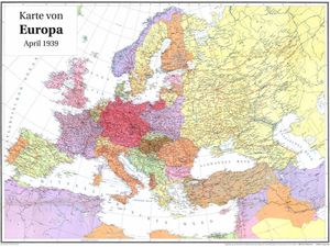 Historische Karte: EUROPA im April 1939 (gerollt)
