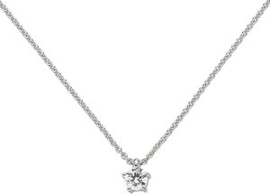 Collier Ankerkette mit Anhänger Solitär Diamant Brillant 585 Gold Weißgold, 45cm