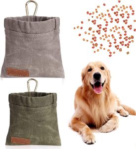 Leckerlibeutel für Hunde, Freihändige Hundeleckerlitasche mit Automatischem Verschluss, Kleine Futterbeutel für das Hundetraining mit Karabiner, Welpen Leckerlitasche für Hunde 2 Stück