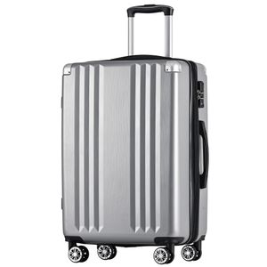 Flieks Cestovný kufor na kolieskach s univerzálnym kolieskom, kufor na príručnú batožinu so zámkom TSA, L, 45,5x28x66,5 cm, sivý