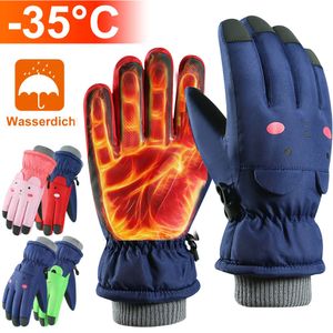 Kinder Handschuhe Winter Outdoor Warme Winddichte Wasserdicht Winterhandschuhe Sport Fahrradhandschuhe, Blau