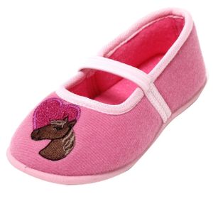 Mädchen Kinderschuhe Ballerina Hausschuhe Slipper mit Pferd Schuhe Puschen pink, Schuhgröße:EUR 29