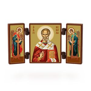NKlaus - Heiliger Nikolaus - christliche Ikone Triptychon - Nikolaj Chudotvorec - reise Altar Holz 36178