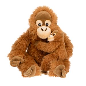 Uni-Toys - Orang-Utan mit Baby, sitzend - 30 cm (Höhe) - Plüsch-Affe - Plüschtier, Kuscheltier
