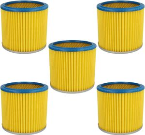 vhbw 5x Faltenfilter kompatibel mit Parkside PNTS 30/8 E, 30/7 E, 30/9, 30/7, 30/7(E/S), 30/8, 30/8(E/S) Staubsauger - Patronenfilter, Blau Gelb