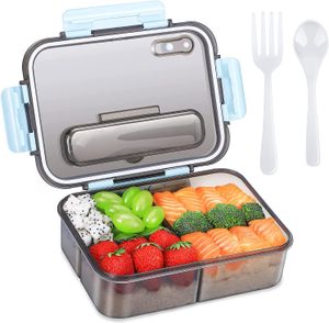 Bento,Box,Adults,Lunch,Box,And,Children,,Takeaway,Plastic,Lunch,Box,And,Food,Storage,Box,,Versatile,3,Compartment,Bento-Style-,1500Ml,-With,Spoon,And,Fork,-,Durable,And,Leak-Proof