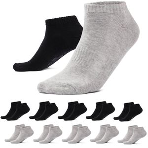 MOUNTREX® Sneaker Socken Damen & Herren (10 Paar) - Weich & Elastisch - Handgekettelte Spitze - Kurze Socken, Sneakersocken - Schwarz & Grau, 39-42
