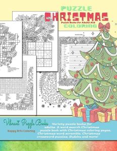 CHRISTMAS puzzle books for adults and coloring. Variety puzzle books for adults. A word search Christmas puzzle book with Christmas coloring pages, Christmas word scramble, Christmas crossword puzzles