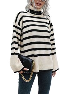 Damen Rollkragenpullover Pullover Tops Gemütliche Strickpullover Lässiger Sweatshirts Schwarze Aprikose,Größe XL