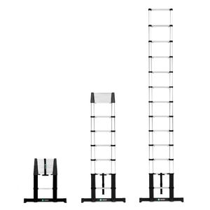 VONROC Profi Teleskopleiter 3,8m 2023, Leiter ausziehbar, Aluleiter klappbar - Ausziehbare Leiter aus Aluminium - Extra leicht, Anti-rutsch, Stabilisatoren und Softclose - EN 131-6 konform