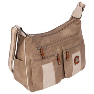 Damen Tasche Schultertasche Umhängetasche Crossover Bag Leder Optik Handtasche APRICOT