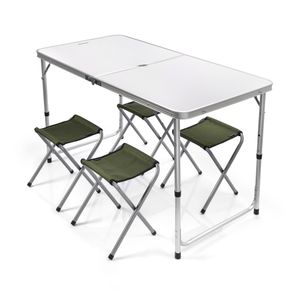 Meteor Pesta  Campingtisch, Klapptisch, klappbar öhenverstellbarer Tisch mit vier Stühlen