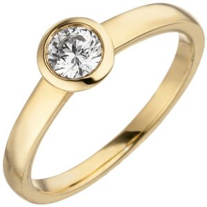 JOBO Damen Ring 56mm 585 Gold Gelbgold 1 Diamant Brillant 0,25 ct. Diamantring Solitär