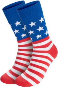 BRUBAKER Fanouškovské ponožky USA - americká vlajka - motiv USA Crew Socks - dárek pro fanoušky fotbalu a mistrovství světa - Uni - 1 pár