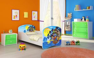 ACMA I Jugendbett Kinderbett Junior-Bett Komplett-Set mit Matratze Lattenrost Weiß 21 Piraten 140x70