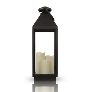 Laterne mit eingebauten TIMER ( 60cm ) 3 flackernden LED-Kerzen, Batteriebetrieben, Innenbereich - Dekorative Lampe mit brennenden Docht Effekt