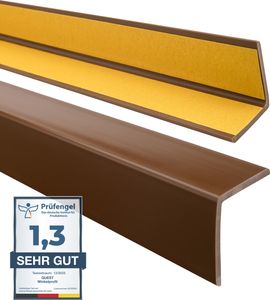 QUEST Samolepiaci mäkký ochranný uhlový profil z PVC 40x40mm, 1m, ochrana hrán, hnedá