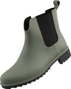 Rieker Damen Wetterstiefel Regenboots Gummistiefeletten Chelsea Boots Grün Synthetik Größe: 36