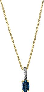 Diamant-Halsketten-Anhänger mit Halskette Damen 585er Gelbgold bicolor mit London Topas und Diamanten 42+3cm