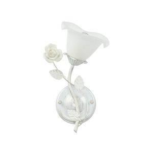 Wandleuchte Shabby "Fleure" Milchglas Metall Creme Weiß H:32cm Landhaus Wandlampe Schlafzimmer