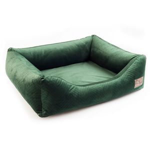 Premium Hundebett | Größe 2: 75 x 65 x 22 cm | Bett für Hunde oder Katzen | Hundesofa, Hundekissen, Hundeliege Velvet Grün M