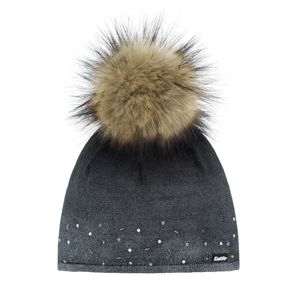 Eisbär Dip Dye Lux Crystal Mütze für Damen mit Bommel, Farbe:Schwarz